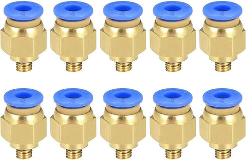 PC4-M5 Push to Connect Fittings, 4mm Tube OD x M5 Thread, Straight Pneumatic Quick Fitting (10Pcs)