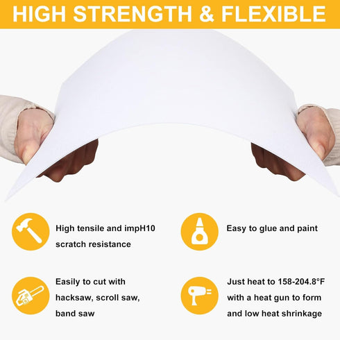 Kinlink White ABS Plastic Sheet 8" x 12"x 0.04" Flexible Moldable DIY Materials for Home Decor