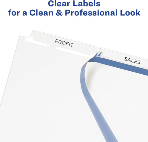 Avery 3-Tab Dividers for 3 Ring Binder, Easy Print & Apply Clear Label Strip, 5 Sets, 11435