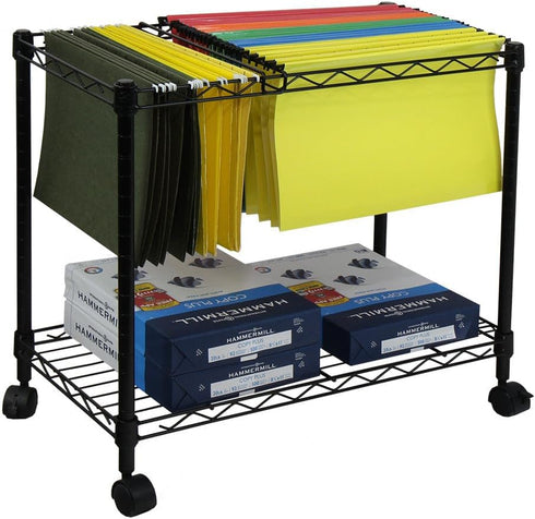 Oceanstar Portable 1-Tier Rolling File Cart, Black, 24 in