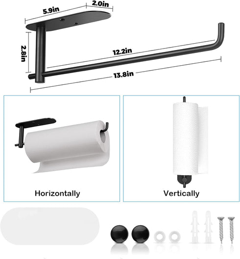 Paper Towel Holder Under Kitchen Cabinet, Self Adhesive or Drilling Paper Towel Holder Stick on Wall for Kitchen