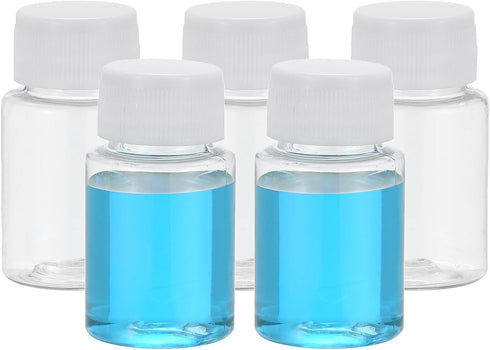 PATIKIL 5 Pcs 40ml Transparent Reagent Bottles, PET Wide Mouth Round Bottles with Screw Cap for Lab Storage