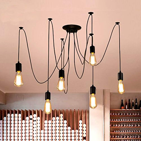 6 Spider Light Chandelier Spider Pendant Light Fixture Edison Chandelier arms Vintage Industrial Steampunk Hanging