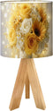 RAINFALLARING Tripod Bedside Table Lamp for Bedroom Elegant Yellow White Rose Bouquet Sunflowers