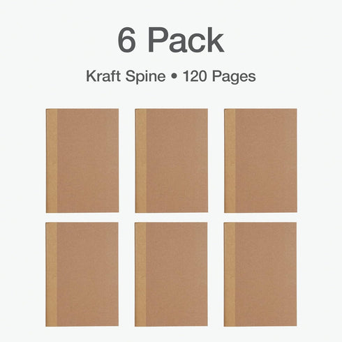 Oxford Composition Notebook 6 Pack, College Ruled Paper, 5.75 x 8 Inches, Small Size, 60 Sheets, Kraft Covers (63831)