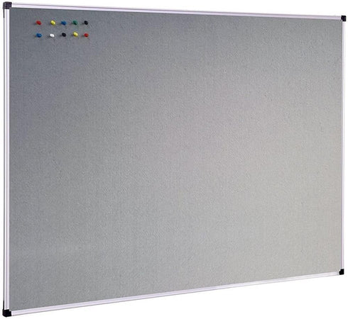 XBoard Grey Fabric Bulletin Board 36 x 24 inch, Wall Mounted Fabric Message Notice Board with Silver Aluminum Frame.