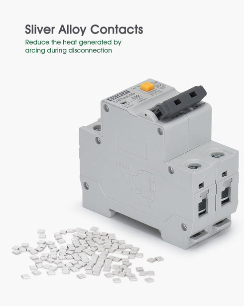 Ground Fault Circuit Breaker, 10 Amp 120V AC, DIN Rail Mount, Thermal-Magnetic Trip Protection