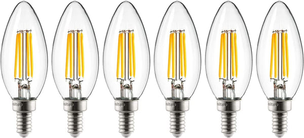 Sunlite LED Filament B11 Torpedo Tip Chandelier Light Bulb, ETL Listed, 4