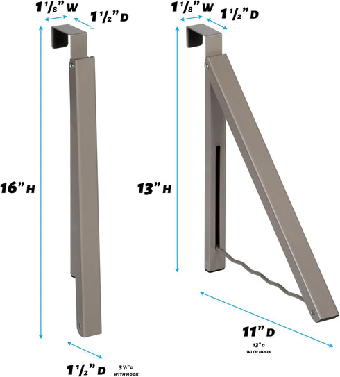 HOLDN’ STORAGE Over The Door Hanger, Single Foldable Rack Organizer for Coats, Clothes & Towels, Satin Nickel