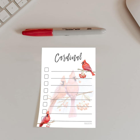 Red Cardinal Sticky Notes to Do List | Cardinal Themed Gift for Women | Bird Watcher Lover Birthday Cardinals Gifts | Notepad 4x6" 50 Pages Made in USA