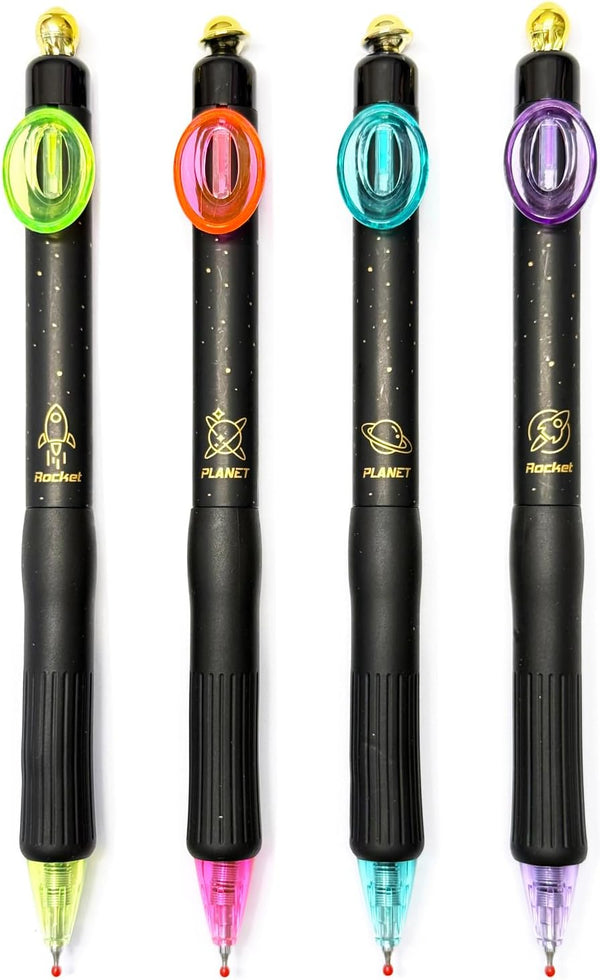 Anxiaoxuan 4 PCS Retractable Fun Outer Space Gel Pens with Large Capacity Refill