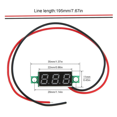 5Pcs 2 Wire 0.28inch Voltage Tester, Mini DC Voltmeter with Red LED Display for Cars/Motorcycles