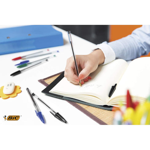 BIC Cristal Ballpoint Pen, Black, Pack of 4, Comfortable Medium Point (1.0 mm) Super-Durable Pens