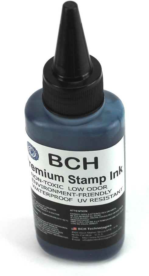 BCH Premium Black Stamp Ink Refill | Quick-Dry Permanent & Waterproof Ink for Self Inking Rubber Stamps