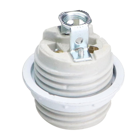 ZHYOHEN E26 6 Inch 18AWG Ceramic Lamp Threaded Socket with White Shade Ring and Standard Insulated Wire Suitable