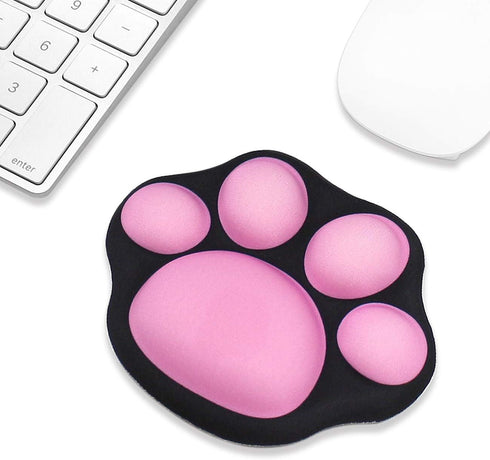 ProElife Cute Mouse Wrist Support Pad, Cat Paw Pattern, Comfortable Soft Wrist Rest for Home and Office (Black)