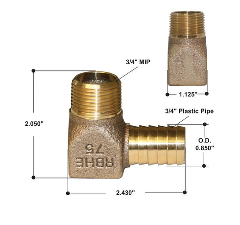 Merrill MFG RBHENL75 3/4" No-Lead Bronze Hydrant Elbow