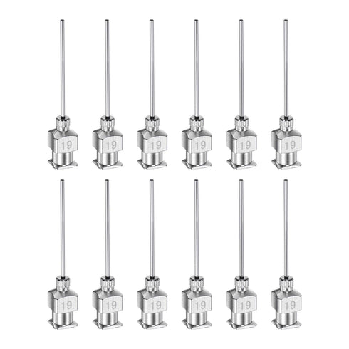 HARFINGTON 12pcs 19Gauge Stainless Steel Dispensing Needles, Blunt Tips Luer Lock for Thick Liquids, Ink, Glue, Lab Use