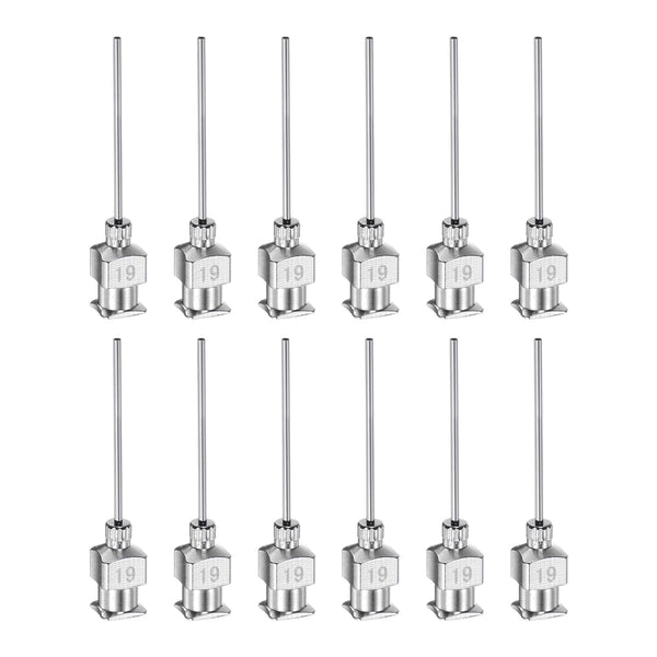 HARFINGTON 12pcs 19Gauge Stainless Steel Dispensing Needles, Blunt Tips Luer Lock for Thick Liquids, Ink, Glue, Lab Use