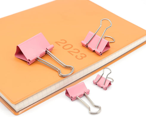 Binder Clip, Assorted Sizes Paper Binder Clips, (Large, Medium, Small, X-Small) for Office School, 84 Pack (Pink)