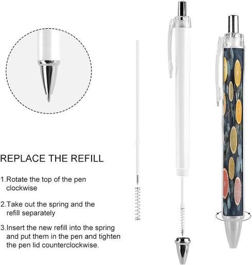 LPSADGF 4 Leaves And Citrus Ballpoint Pens PCS Retractable Smooth Writing Pens with Quick-Drying Ink, Comfort Grip
