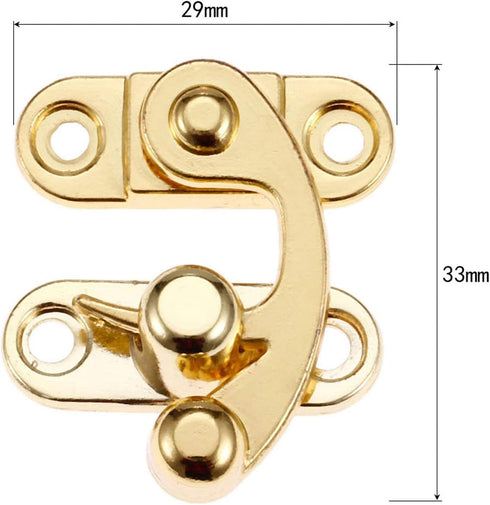 Yetaha Antique Hook Hasp, 6PCS Zinc Alloy Right Lock Clasp Toggle Latch Buckles for Vintage Wooden Box, Gold