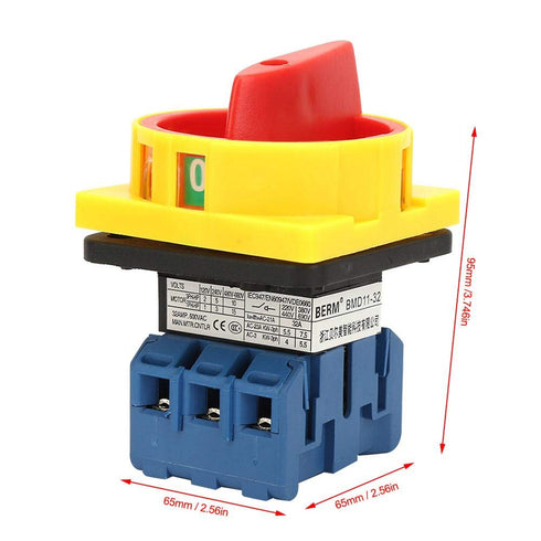 Load Circuit Breaker Switch, 25A/32A 3-Pole Rotary Cam On-Off Power Switch for Industrial Use, 32A Circuit Breaker