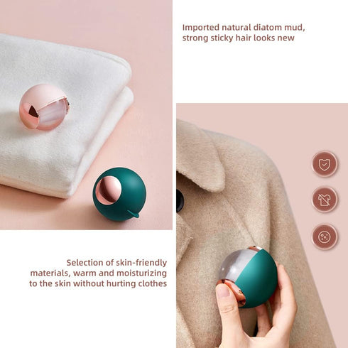 Lint Roller Hair Remover Ball, Professional Portable Diatom Mud Ball for Clothes, Furniture, Carpet (White Gold)
