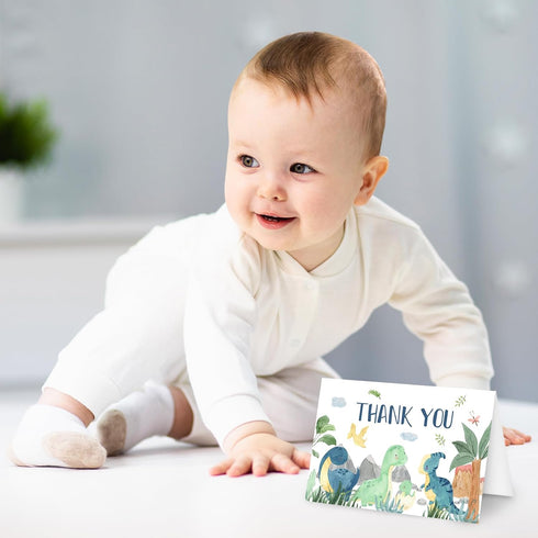 50 Pack 4 6 Inch Whaline Dinosaur Thank You Cards Boxed Watercolor Greeting Cards with Envelopes Stickers Blank Note