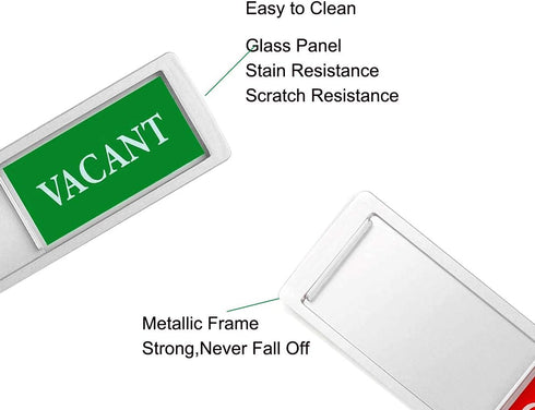Privacy Sign, Premium Vacant Occupied Sign for Home Office Restroom, Slider Door Indicator 7'' x 2'' - Silver