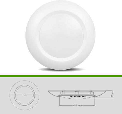 6 Inch 15W, 900 3000K CRI80, Dimmable, White(1 Pack) LED Low Profile Recessed & Surface Mount Disk Light, Round