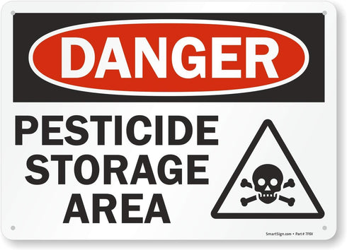 SmartSign "Danger - Pesticide Storage Area" Sign, 10" x 14" Plastic