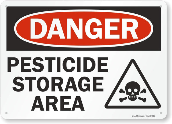 SmartSign "Danger - Pesticide Storage Area" Sign, 10" x 14" Plastic