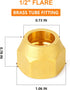 GASHER 5PCS Brass SAE 45 Degree Flare Tube Fitting - 1/2" Flare Nut Air Conditioning Copper Pipe Extension Butt Copper