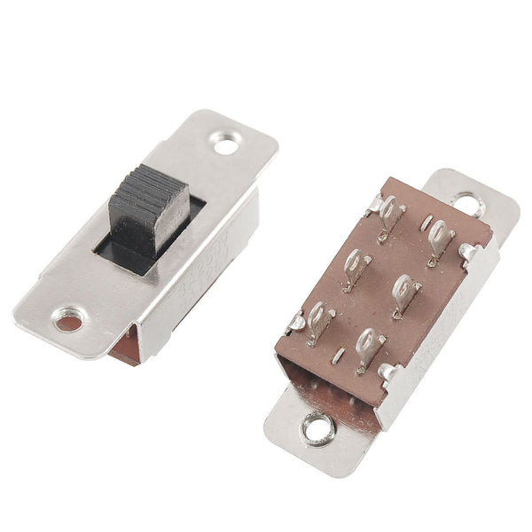 uxcell 5 Pcs On/Off/On 3 Position DPDT 2P3T PCB Panel Slide Switch, 6A/125V 3A/250V AC