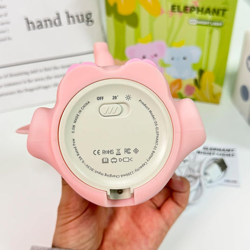 Dimming QANYI Elephant Night Light for Kids, Pink Elephant Lamp with Nursery Night Lamp Rechargeable Animal Light
