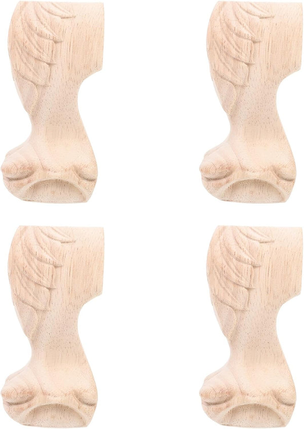 KOMBIUDA Wood Carving Rubberwood Furniture Legs Set of 4, Solid Wood Sofa