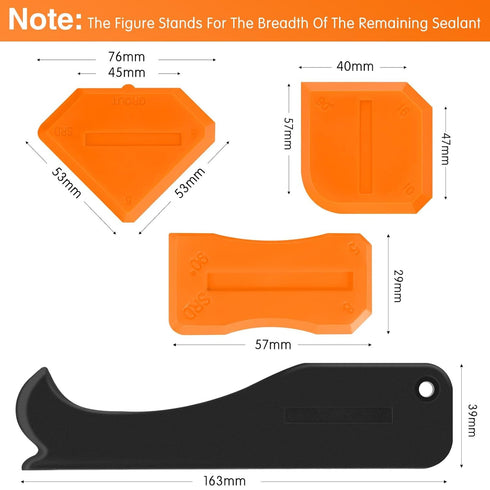 4 Pieces Silicone Caulking Tool Set Sealant Finishing Tool Grout Scraper Caulking Removal Tool for Kitchen Bathroom Floor Sink Joint Sealant Sealing,Reuse and Replace (Orange)