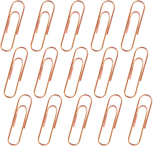 Rose Gold Paper Clips, 200 pcs Smooth Finish Steel Wire Paperclips, 50mm Medium Size for Document Organizing Office