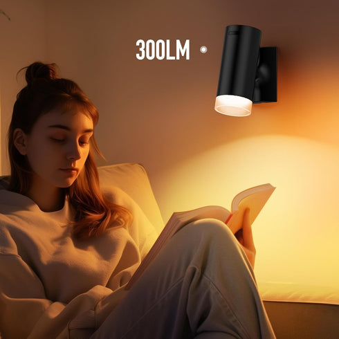 Dimmable Afyuol Battery Operated Wall Sconce CCT Wireless Reading Light, Rechargeable LED Wall Light with Magnet Ball