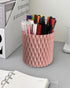 Rotating Pen Pencil Holder for Desk, 5 Slots Unique Pink Desk Pen Organizer Easthetic Desktop Supplies and Accessories for Women Girls, Pen Cup Pencil Caddy for Office Home Art Supply