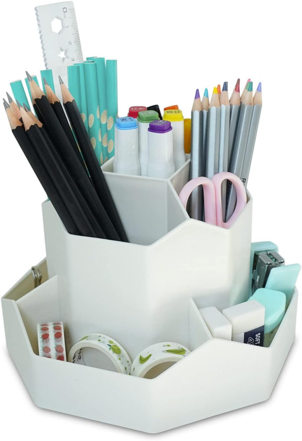Upgrade 360 Degree Rotating Organizer Pencil Holder with 9 Slots, Multipurpose Desktop Storage Solution