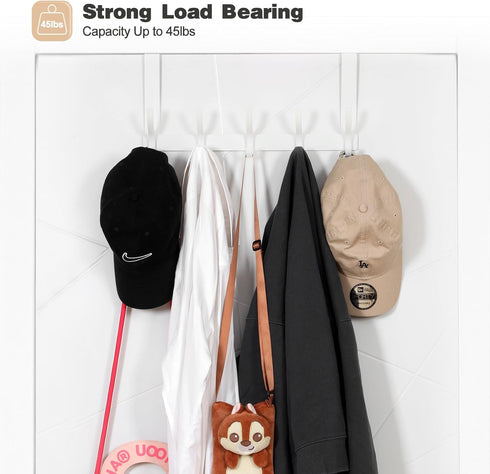 Over The Door Hooks, 10 Coat Hanger Hooks for Bathroom, Fits 1-3/4" Thick Door for Hanging Towels