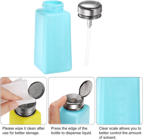 Solvent Alcohol Dispenser 250ml(8.5oz) Push Down Liquid Dispenser Pump with Stainless Steel Lid for Acetone Cleanser