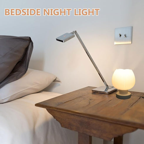 Toddmomy Portable Touch Sensor Table Lamp Adjustable Brightness Color Changing Bedside Night Light Glass and Wood