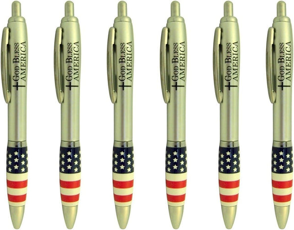 Patriotic Pens, God Bless America American Flag Design, Pack of 6, 5 1/2 Inch