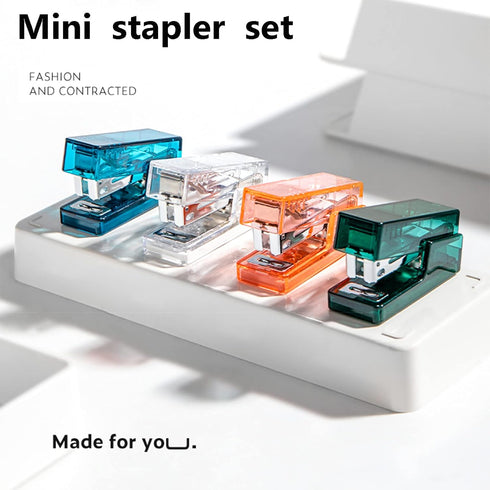 Mini Stapler with Staples, Small Transparent Stapler,25 Sheet Capacity,Includes 640 Staples and Staple Remover, Easy to Carry and Store,Small Stapler for Office School Family(Transparent White) by HysmmxHer
