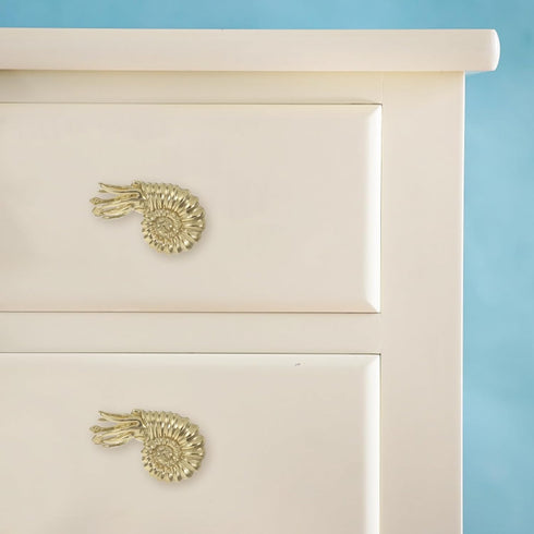 Vintage Solid Brass Nautilus Knobs - Elegant Cabinet Handles