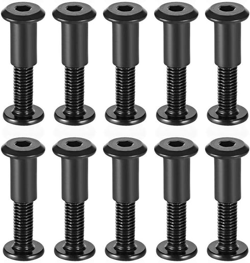 Screw Post Male M6x12mm Belt Buckle Binding Bolts, 10 Sets, Fit for 5/16"(8mm) Hole Dia, Carbon Steel Black Leather
