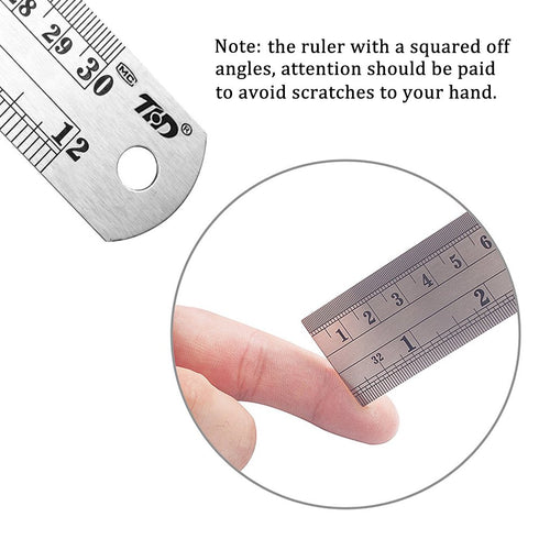 ZZTX Metal Ruler, Stainless Steel Straight Edge Measuring Tool, 6 Inch + 12 Inch + 16 Inch, 6 Pack Set